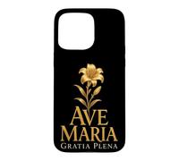 Ave Maria Gratia Plena Catholic Our Lady Lily Faith Case for iPhone 15 Pro Max