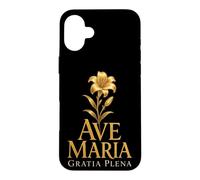 Ave Maria Gratia Plena Catholic Our Lady Lily Faith Case for iPhone 16 Plus