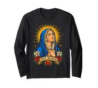 Ave Maria Virgin Mary Catholic Heart Long Sleeve T-Shirt