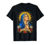 Ave Maria Virgin Mary Catholic Heart Value Graphic T-Shirt