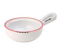 Avebury White & Red Mini Pan 4.5inch / 11cm - Vintage Oven Proof Enamel Style Ramekin and Side Dish