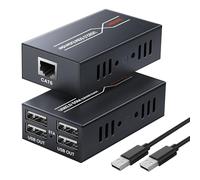 avedio links 164ft/50m USB Extender Over Cat6/7, 4 USB 2.0 Ports Single Ethernet Extender with POC Power Supply, ESD Protection, Plug and Play for Webcam, Keyboard, Mouse, Printer