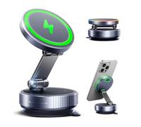 avedio links Magnetic Phone Charging Holder Mount for Car, 15W Fast Wireless Charger for car [Foldable & Magsafe] 360° Vacuum Magnetic Phone Holder for Gym/Mirror for iPhone&Android
