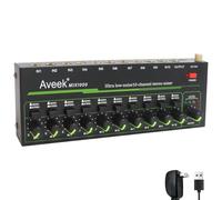 Aveek 10 Channel Mixer - Mini 10 Stereo Audio Mixer, Low-Noise for Precision Sub-Mixing,1/4" TRS Input/Output Ideal for Mics/Guitars/Bass/Stage