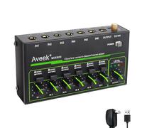 Aveek 6 Channel Mixer - Mini 6 Stereo Audio Mixer, Low-Noise for Precision Sub-Mixing,1/4" TRS Input/Output Ideal for Mics/Guitars/Bass/Stage