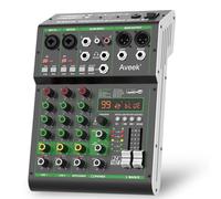 Aveek Audio Mixer, Sound Board Mixing Console with USB Drive/Bluetooth/Computer/4 Channel Stereo Input DJ Mixer,48V Phantom Digital 99 DSP Effect for PC Recording Karaoke Studio Streaming