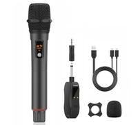 Aveek Karaoke Wireless Microphones, Professional Microphone for Singing, 2.4GHz Cordless Handheld Microphone, 6.35/3.55mm Mic Hole with Rechargeable Receiver for Speaker, Speech, DJ, Party(1pcs)