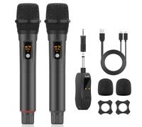 Aveek Karaoke Wireless Microphones, Professional Microphone for Singing, 2.4GHz Cordless Handheld Microphone, 6.35/3.55mm Mic Hole with Rechargeable Receiver for Speaker, Speech, DJ, Party(2pcs)