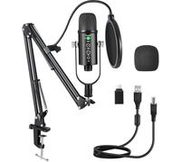 Aveek USB Microphone Kit, Metal Podcast Mic for PC Android Phone MacOS PS4&5, with Noise Cancelling/Echo/Quick Mute/Monitoring, Condenser Microphone with boom Arm for Gaming,Recording,Streaming,ASMR