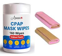 Aveen CPAP mask wipes with CPAP covers,160 extra large wet wipes + 2 universal soft fleece CPAP covers, unscented CPAP cleaning wipes, Lint and alcohol free, Easy opening canister