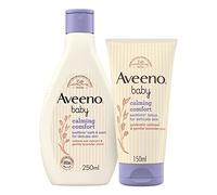 Aveeno Baby, Calming Comfort Bedtime Set - Bath and Wash Plus Lotion, for Delicate Skin, with Gentle Lavender and Vanilla Scent, 250 ml, 150 ml