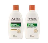 Aveeno Bundle of Volumising Fresh Greens Scalp Soothing Mint, Cucumber and Rosemary Shampoo & Conditioner for Fine Hair 300ml x2