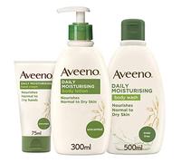 Aveeno Daily Moisturising Steps Skin Care Regime Set Body Wash Body Lotion And Hand Cream Nourishes Sensitive And Dry Skin, 3 Count