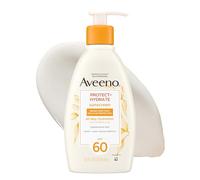Aveeno Protect + Hydrate Moisturizing Body Sun Lotion with Wide Spectrum SPF 60 and Prebiotic Oats, Paraben- and Oil-Free, Pump Bottle, 12 oz