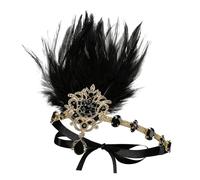 [Avejjbaey] 1920s Headpiece Flapper Headband Rhinestone Feather Headband Ghost 20s Headwear Hair Accessories Women Gift
