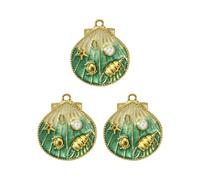 [Avejjbaey] 3 Pieces Marine Life Jewelry Making Supplies Shell Fish Pendant Craft Seashell Jewelry Charms for Creative Necklace, フリーサイズ, As described, No Gemstone