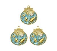 [Avejjbaey] 3 Pieces Marine Life Jewelry Making Supplies Shell Fish Pendant Craft Seashell Jewelry Charms for Creative Necklace, フリーサイズ, As described, No Gemstone