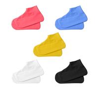 [Avejjbaey] 5 Pairs Rain Shoe Protector Sleeve Rainproof Latex Long Boots Outdoor Hiking Cycling Shoe Cover Latex Anti Slip Base, multicolor, L~XL A