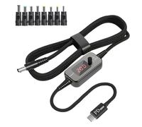Avejjbaey Adjustable Voltages USB C To DC5521 Charging Cable PD100W With 8 Conversion Heads For Laptops Routers And Electronics