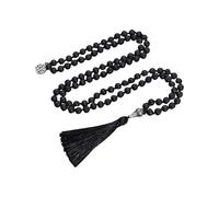 [Avejjbaey] Beaded Necklace Natural Stones Neck Tassel Necklace Elegant Prayer Rosary Necklace for Beads Mindfulness Practice