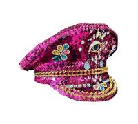 [Avejjbaey] Bejeweled Crystal Captain Hat Bride Hat Party Hat Bachelorette Party HeadGear Hat Club Stage