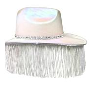 [Avejjbaey] Color Fringe Cowboy Hat for Disco Party Women Shimmering Cowboy Hat Western Party Hat Men Style Hat