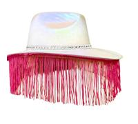 [Avejjbaey] Color Fringe Cowboy Hat for Disco Party Women Shimmering Cowboy Hat Western Party Hat Men Style Hat