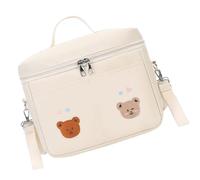 Avejjbaey Crossbody Shoulder Bag Maternity Bag Splash Proof Mom Bag Kids Bottle Dolls Toy Organizer Bag Embroidery Bear Lunch Bag, double bear white