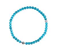 [Avejjbaey] Elegant Love Heart Blue Cat Eye Stone Beaded Neckline Trendy Women Casual Wear Symbolizes Love and Kindness