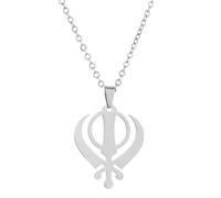 [Avejjbaey] Ethnic Sikh Symbol Charm Necklace Adjustable Chain Choker Religious Clavicle Chain Decoration Adjustable Chain Choker