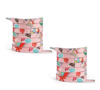 [Avejjbaey] Fade Resistant Flat Shoes Lace 100cm Polyester Fiber Cartoon Printed String Athletic Casual Daily, a, L~XL A