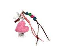 Avejjbaey Fashionable Animal Print Plush Heart Ornament Bag Pendant Warm Holder Multifunctional Car Decoration Unisex Present Retro Heart Fuzzy Bag Pendant