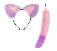 Avejjbaey Fashionable Fox Tail Key Pendant Decorative Cat Ear Headband Hair Ornament Fox Tail Keychain Accessory