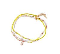 [Avejjbaey] Handmade Multilayer Necklace Natural Sea Shell Turtle Beads Style Jewelry Adjustable Clavicle Chain Festival Multilayer Shell Necklace, フリーサイズ, As described, No Gemstone