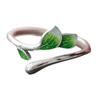 [Avejjbaey] Leaf Shape Dating Ring, Adjustable Finger Opening, Unique Finger Jewelry, Perfect for Party or Daily Wear, Adjustable