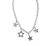 [Avejjbaey] Multipurpose Wear Star Pendant Necklace Adjustable Chain Length Appearance Black White Accent Clavicle Chain Korean Jewelry