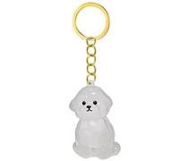 [Avejjbaey] Pet Fur Collector Keychain Dog Shape Hair Storage Keepsake Key Ring Pet Hair Storage Keychain Accessories, Bichon, 小型
