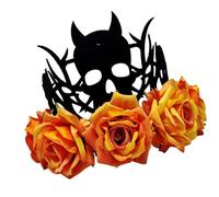 [Avejjbaey] Reusable Devil Crown Hat Rose Flower Lightweight Halloween Accessories Halloween Party Hats for Kids Adults Women Men Kids