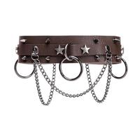 [Avejjbaey] Studded Shoulder Paul Dragon Faux Leather Choker Necklace Adjustable Knight Cosplay Accessories Halloween Rivet Choker Necklace