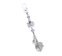 [Avejjbaey] Traditional Ink Painting Keychain Fashionable Multipurpose Accessory Fish Pattern Abrasion Resistant Material Symbol Keychain Accessories, white, One size