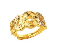 [Avejjbaey] Unique Brass Coin Ring Vintage Reproduction Texture Surface Ergonomic Design Bold Style An Unusual Statement Accessory For Everyday Wear
