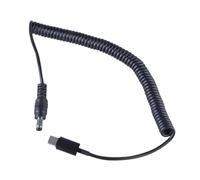 Avejjbaey USB C To 5.5x2.5mm Spring Coiled Power Cord Male Type To Male DC5525 Cable For 9V/12V/5V LED Light Fan Black Type Power Adapter Cord