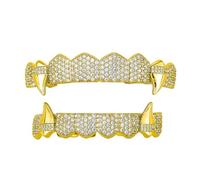 Avejjbaey Vampires Fangs Teeth Set for Costume Parties Lightweight Copper Role Play Accessory Gold Silver Options Gold Silver Vampires Fangs