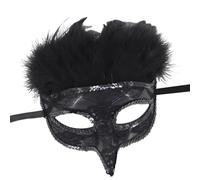 [Avejjbaey] Venetian Feather Masquerade Mardi Gras Half Face Eye Mask for Halloween Christmas Cosplay Party