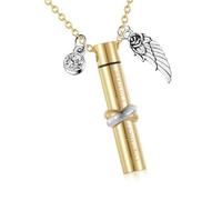 Avejjbaey Wing Art Cremation Necklace For Ashes Small Size Casket Secure Family Commemorative Ashes Urn Elegant Aluminum Memory