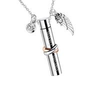 Avejjbaey Wing Art Cremation Necklace For Ashes Small Size Casket Secure Family Commemorative Ashes Urn Elegant Aluminum Memory
