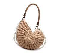 Avejjbaey Women Bag Trendy Shoulder Bag With Pearls Strap Stylish Seashells Fashion Conch Crossbody Handwoven Beach Women Handwoven Crossbody Stylish Handbag Female Fashion Shoulder