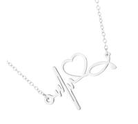 Avejjjbaey Stainless Steel Heart Beat Pendant Necklace for Medical Staff, フリーサイズ, As described, No Gemstone