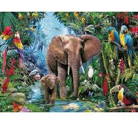 AveJoys 1000 Piece Elephant Parrot in The Rainforest Jigsaw Puzzle, 27.56 x 19.69 Inch, Realistic Style, 1000 Count, 8 Years and Up