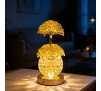 AVEKI Baby's Breath Crystal Flower Lamp, Rechargeable Cordless Touch Table Lamp, 3 Colors Stepless Dimming LED Artificial Flower Bedside Light for Bedroom, Romantic Gifts for Girl Women Mom (Pink)